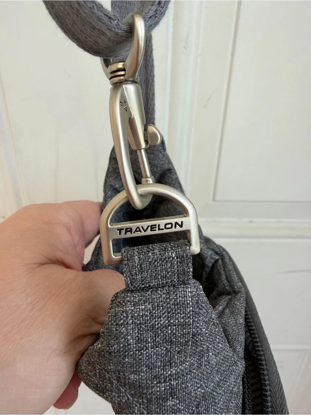 Gray Quilted Crossbody Sling Bag Bottle Holder - Travelon - Picture 6 of 6